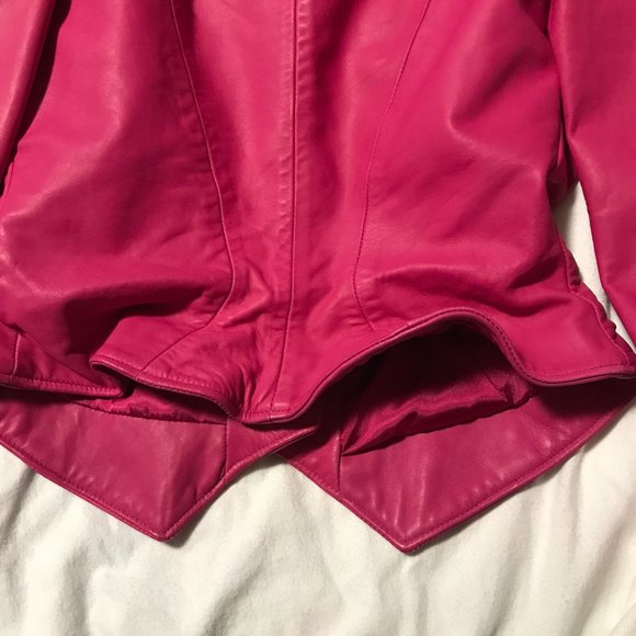 Hugo Buscati Milano Leather Bolero jacket, Hot Pink/Fuschia/Bubble Gum,S - Picture 4 of 11